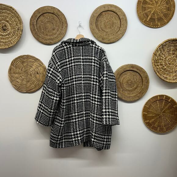 ELOQUII Black White Single Button Woven Houndstooth Coat Plus Size 18/20 Winter - Picture 3 of 7